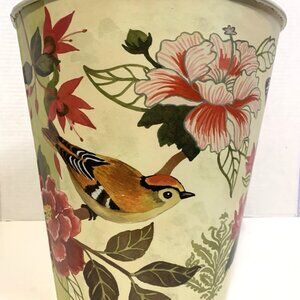 Vintage Bed Bath & Beyond Metal Trash Can "Spring Flight" By Jennifer Brinley